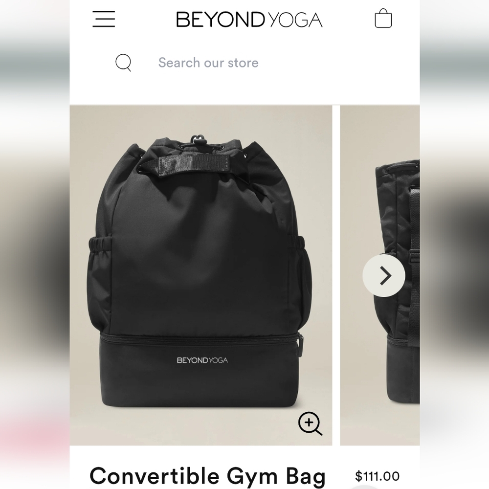 Beyond Yoga Black Convertible Gym Bag